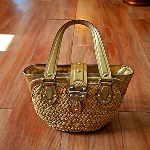 Michael Kors gold and raffia handbag